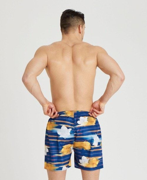 Arena Allover Print Beach Boxer Navy Multicolor | 624957-EBC
