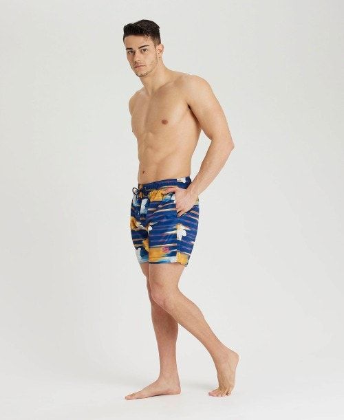 Arena Allover Print Beach Boxer Navy Multicolor | 624957-EBC