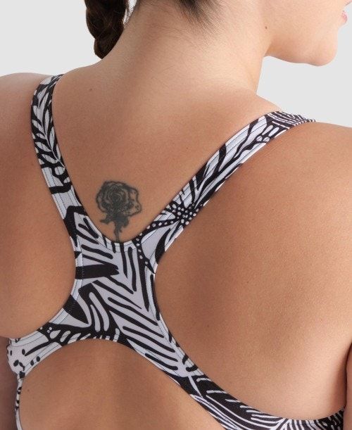 Arena Allover Pro Back Plus One Piece Black Multicolor | 648531-OCH