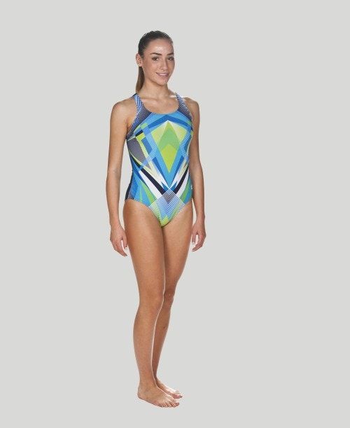 Arena Engineered Swim Pro Back - Maxlife Green / Navy | 120896-XJL
