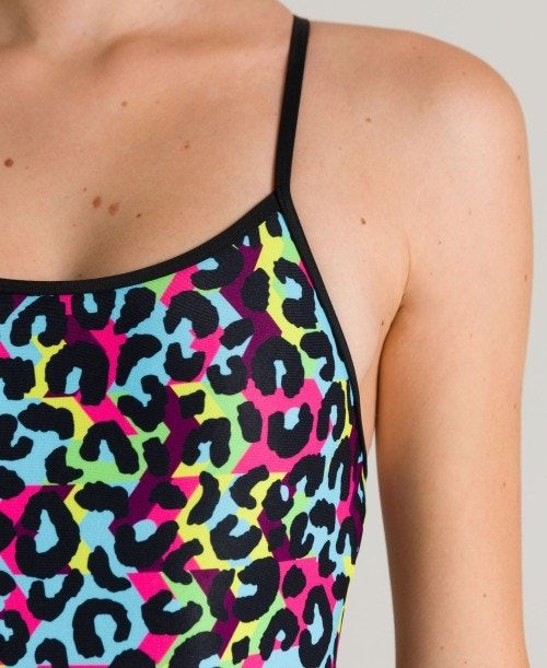 Arena Heat Stripes Accelerate Back One Piece Black / Multicolor | 628043-QWP