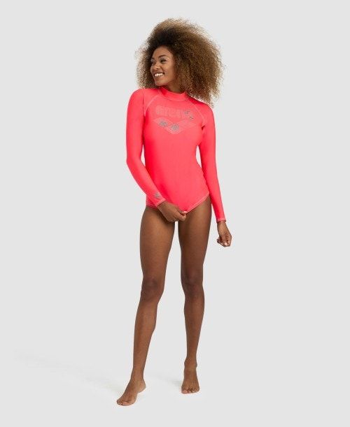 Arena Long Sleeve Rash Guard Red | 379648-FVN