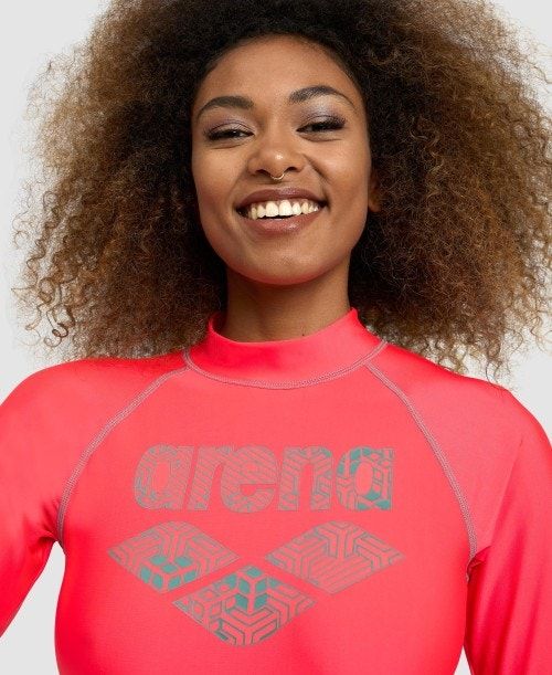 Arena Long Sleeve Rash Guard Red | 379648-FVN
