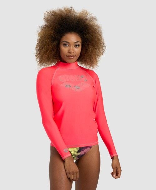 Arena Long Sleeve Rash Guard Red | 379648-FVN