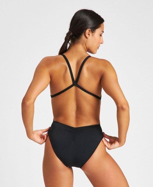 Arena Marbled Snake X Criss Cross Back One Piece Black / Black Multicolor | 281605-IFV