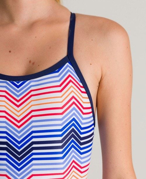 Arena Multicolor Stripes Light Drop Back One Piece - Maxlife Navy / Red / Multicolor | 683012-TUL