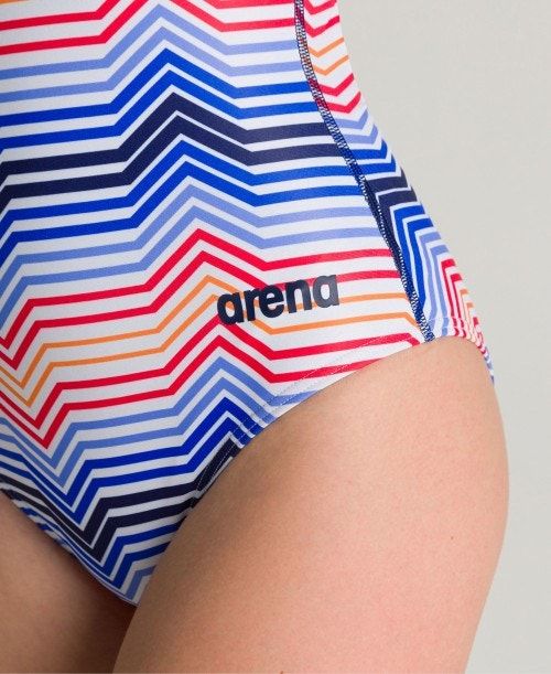 Arena Multicolor Stripes Light Drop Back One Piece - Maxlife Navy / Red / Multicolor | 683012-TUL