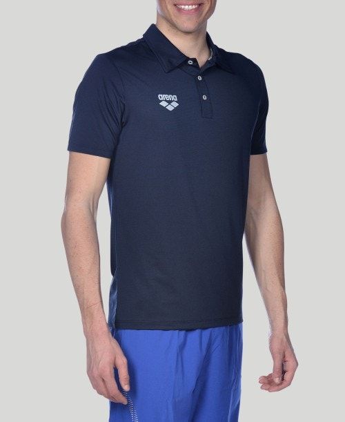 Arena Team Line Tech Short Sleeve Polo Navy | 549270-PMD